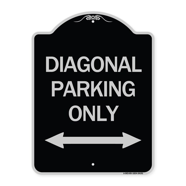 Diagonal Parking Only with Bidirectional Arrow Heavy-Gauge Aluminum Architectural Sign